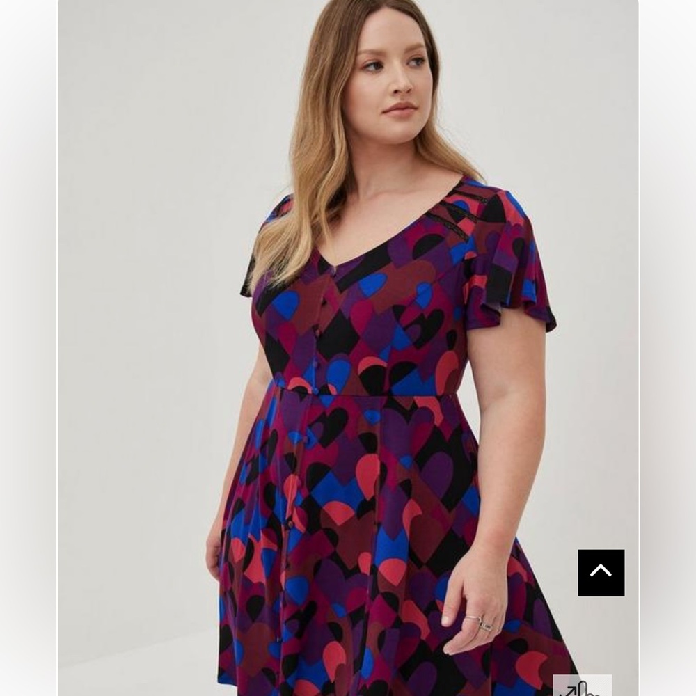 Torrid Heart Print Flutter Sleeve Dress